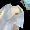 2026 Nova Camiseta Masculina de Manga Curta para o Verão Marca da Moda Algodão Puro Pesado Top Solto Casual Gola Redonda Manga Meia Camiseta Roupa Masculina