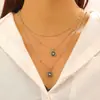 Joias da Moda Europeias e Americanas Transfronteiriças, Estilo Doce e Cool, Conjunto de Colar com Diamante Negro Quadrado, Brincos e Pulseira de Costura Geométrica Simples para Mulheres