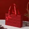 Caixa de Presente Vermelha com Bolinhas, Caixa de Presente Retrô, Caixa de Doces para Casamento, Caixa de Presente Requintada com Bolsa e Laço, Caixa Vazia