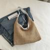 Bolsa Tecida Estilo Coreano para Mulheres 2024 Nova Moda Tendência Bolsa de Palha Casual Grande Capacidade Bolsa de Ombro Estilo Ocidental Bolsa de Axila