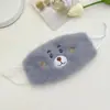 Máscara de Pelúcia Quente Bordada para Mulheres no Inverno Espessada à Prova de Vento Fofa Desenho Animado de Urso Estudante Moda Máscara de Poeira