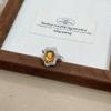 Anillo de Plata S925 Chapado en Platino con Incrustación de Cristal Amarillo para Mujer, Ajustable, Lujoso, Gama Alta, Versátil