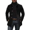 2025 Estilo Europeu e Americano Marca Independente Ins Bolso Botão Cor Sólida Conjunto de Cardigã Masculino Primavera e Outono Gola Alta Blazer