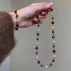 Nicho design Maillard olho de tigre cabeça de pedra colar combinando pulseira jóias terno outono e inverno camisola cadeia novas jóias