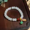 Pulseira de Jade de Seda Dourada Natural de Xinjiang Pedra Preciosa Jade Claro Pulseira de Múltiplos Círculos Suprimento de Bem-Estar para Transmissão ao Vivo Joia de Pulseira de Jade