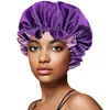 Gorro de Noche de Doble Capa con Borde para Orejas Más Vendido de Amazon, Elegante Gorro Elástico Rizado para el Cabello de Mujer, Gorro de Ducha para Salón de Belleza