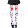 Stockings de punto de fábrica transfronterizos de lunares blancos y negros para fiesta de Halloween, Navidad, festividades, hasta la rodilla con lazo de lunares