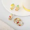 Aretes de anillo de flor gota de aceite mariposa con baño de oro de 18k diseño de nicho aretes transfronterizos europeos y americanos para mujer al por mayor