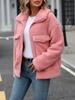 Terciopelo flash 2024 ropa de mujer transfronteriza otoño e invierno nuevo Amazon Europa y Estados Unidos solapa holgada bolsillo grande cremallera abrigo de felpa