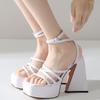 Sandalias de Tacón Alto de Verano 2022 para Mujer, Talla Grande Transfronteriza 40-43, Sandalias Cuadradas para Mujer