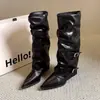 Tacón grueso otoño e invierno botas largas pantalón de bota pierna 2026 botas largas retro botas de mujer punta fina botas de montar nuevas elegantes holgadas
