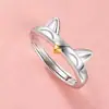Anillo de pareja de gato colorido anillo para hombre y mujer diseño lindo de nicho anillo abierto ajustable