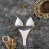 2026 Nuevo Estilo Europeo y Americano Bloque de Color Amazon Comercio Exterior Traje de Baño, Bikini de Dos Piezas con Atar, Vestido de Playa para Mujer, Bikini para Aguas Termales