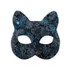 Máscara con Patrón Negro para Adulto Mujer Divertida Fiesta de Baile de Máscaras de Halloween Adorno Facial Decorativo de Cara de Gato Sexy