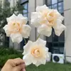 Rosa noruega artificial de 3 cabezas, flores artificiales para boda y decoración del hogar, venta al por mayor