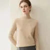 Suéter de cachemira pura 2026 nuevo de invierno para mujer, cuello semi-alto, suéter de punto básico, agradable para la piel y adecuado para usar en capas