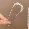 Horquilla China en Forma de U Súper de Hada, Nueva Horquilla Doble de Perlas en Forma de U Estilo Chino, Accesorio para el Cabello Hanfu Estilo Antiguo, Horquilla Simple y de Alta Gama para Mujeres