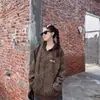 Chaqueta Cardigan con Capucha y Cremallera Estilo Retro Americano Estampado de Leopardo para Mujer, Nueva Otoño Ajuste Holgado, Adelgazante, Versátil Sudadera Tendencia
