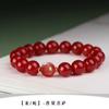 Pulseira do Zodíaco Buda de Ágata Vermelha Natural Autêntica para Mulheres - Pulseira de Contas de Luxo Leve com Símbolos de Dragão e Cobra