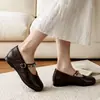 Zapatos Mary Jane de suela blanda para mujeres de mediana edad y mayores, zapatos planos y ligeros de cuero, cómodos para primavera y otoño, disponibles para dropshipping, par individual, zapatos para mamá