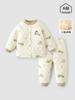 Conjunto de Dos Piezas de Manga Larga y Pantalón Largo para Niños y Niñas, Nuevo Modelo 2025, Clase A, Sin Costuras, Ropa de Algodón Cálido Acolchado para Otoño e Invierno