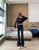 Pantalones casuales acampanados de talle alto con cordón para mujer, pantalones de campana adelgazantes y que favorecen la figura, pantalones largos nuevos, modernos y versátiles