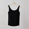 Camisola Modal Camisola de Seda para Mujer con Almohadilla en el Pecho, Capa Interior Fresca y Transpirable, Top Exterior Adelgazante