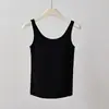 Camisola de tirantes finos de verano para mujer con copas incorporadas, capa base integrada, espalda bonita, adelgazante y adecuada para llevar como prenda exterior