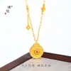 Collar Brújula Flor del Tesoro Hueca Estilo Chino Vintage con Diamantes Chapados en Oro para Mujer