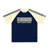 Marca de moda nacional camiseta de manga curta bordada com letras americanas masculina e feminina moda de verão 2024 marca de moda solta top raglan para casal