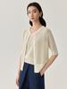 Camiseta Jacket Cardigan Casual de Seda Pura Color Sólido con Cuello Redondo y Panel de Malla Transpirable Seleccionado Cuidadosamente para Mujer