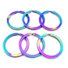 Anillo de Llavero Metálico Colorido Anillo Plano Deslumbrante Llavero de Siete Colores Colgante de Joyería DIY Llavero En Stock Al Por Mayor