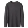 Nueva colección de otoño e invierno: Suéter Puyuan para hombre, de color liso, cuello redondo, tejido jacquard, casual y elegante, diseño simple, perfecto como capa base