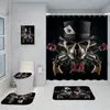Cortina de ducha con estampado digital 3D, diseño de calavera de terror de Halloween, cortina divisoria de baño, juego de cinco piezas