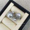 Pendientes de Perlas de Lujo Corona Francesa para Mujer 2025 Nuevo Estilo Caliente Sentido Avanzado Pendientes Delanteros y Traseros y Joyería para Orejas