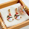 Pendientes de Bola de Navidad con Purpurina Transfronterizos Europeos y Americanos con Lazo Hueco, Pendientes Asimétricos, Modernos Accesorios para Orejas de Aguja Plateada