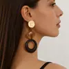 Pendientes Redondos de Resina Geométricos Exagerados para Mujer, Diseño Único y Sofisticado en Rojo Rosa Polvoriento, Pendientes de Círculo