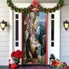 Decoración de Cubierta de Puerta de Navidad Tela de Fondo Verde de Navidad Cubierta de Puerta de Navidad Colgante de Puerta Decoración de Fiesta de Año Nuevo Tapiz de Cubierta de Puerta