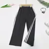Pantalones de Campus para Niños de Primavera y Verano, Pantalones Largos de Pierna Ancha Sueltos con Rayas Verticales para Estudiantes, Pantalones Largos para Niños y Niñas