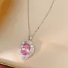 Exquisito collar ovalado de circón estilo palacio, cadena para clavícula de nicho de lujo ligero, joyería de moda elegante de alta gama al por mayor