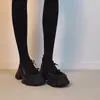 Mocassins Leves com Solado Grosso para Aumentar a Altura, Bico Redondo e Salto Bloco para Mulheres 2026 Estilo Doce e Cool Versátil Slip-On Tênis Esportivos Casuais