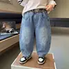 Calça Jeans Infantil Outono 2026 Novo Estilo Versão Coreana Infantil Tendência Calça de Barra Curva Primavera e Outono Casual Versátil Tendência
