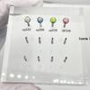 Pendientes de aleación de titanio ASTMF136 con borde ondulado, con ópalo Aurora plano, para oreja, hueso, uña, lengua, piercing, joyería
