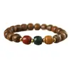 Pulseira tradicional de contas em formato de barril de pau-rosa preto com laço único, combinada com acessórios de pedras coloridas Alashan, pulseira de brinquedo cultural estilo chinês novo para atacado