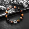 Pulseira de Miçangas Pedra Olho de Tigre Amarelo para Homens, Fashion e Versátil, Toque de Luxo Leve e de Alta Qualidade, Joia Punk Simples Personalizada para Mulheres