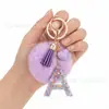 Suministra y Vende Llaveros con Alfabeto de 26 Letras con Lentejuelas Moradas, Llaveros de Pompones de Mariposa, Dijes para Bolsos de Mujer