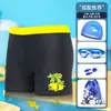 Bermudas de Natação Infantis para Meninos em Estoque, Tamanhos Pequeno, Médio e Grande, Alta Elasticidade, Bermudas de Natação Casuais Simples, Bermudas de Natação Estampadas para Meninos