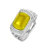Anillo Abierto Yihua Jasper Silla Anillo Anillo Anillo con Jade Esmeralda Esmeralda Estampado Anillo Estilo Étnico