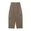 Comércio Exterior Transfronteiriço Roupas Femininas Outono 2025 Estilo Europeu e Americano Calça Casual de Cintura Média com Bolsos e Aba Perna Larga para Mulheres A68371