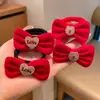 Diadema de terciopelo color vino tinto con lazo de Año Nuevo, banda elástica para el pelo, accesorios para el pelo populares y festivos para la parte trasera de la cabeza